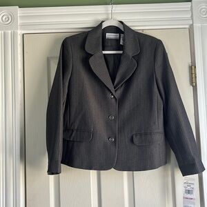 Alfred Dunner Blazer Suit Jacket Gray pinstripe 10P NWT office business financia